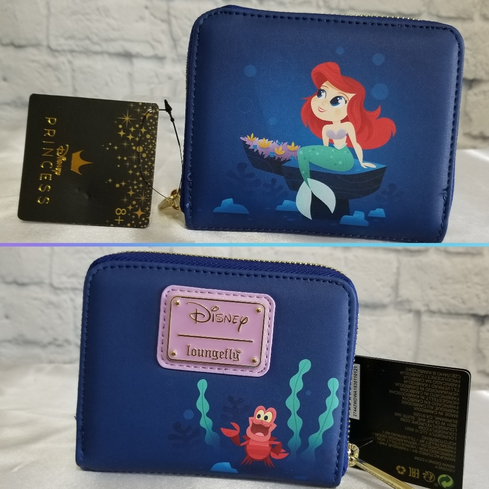 Loungefly Little Mermaid Ariel Under the Sea Sebastian Disney Wallet New